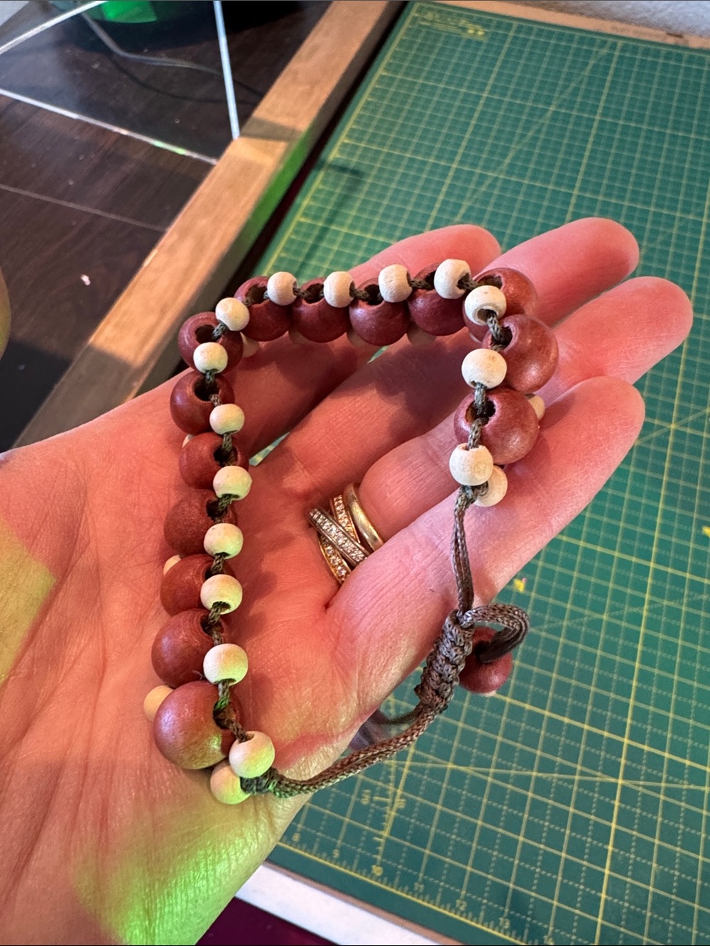 Handmade Brown and Cream Beaded Bracelet or anklet  - Women Jewelry